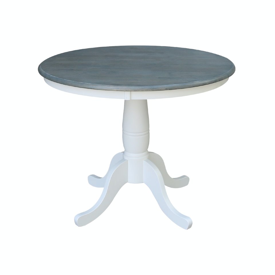 36'' Round Table Top w/ 30" H Traditional Pedestal in Heather Gray & White