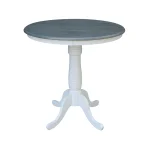 36'' Round Table Top w/36"H Traditional Pedestal w/Extension in Heather Gray & White