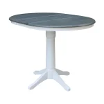 36" Extension Table Top w/ 36" H Transitional Pedestal w/Extension in Heather Gray & White - T05-36RXT