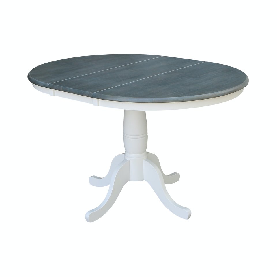 T0536RXTT0830P-105706198 36" Extension Table Top w/ 30"H Traditional Pedestal in Heather Gray & White - Image 1