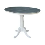 36" Extension Table Top w/ 36"H Traditional Pedestal w/Extension in Heather Gray/ White