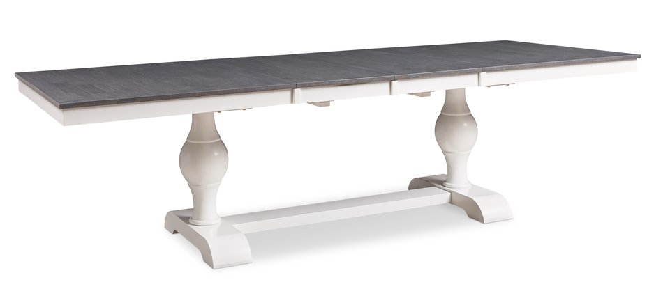 Cosmopolitan Collection - Dbl Leaf Tabletop w/ Grandeur Base in Heather Gray and White - T05-42110XXA