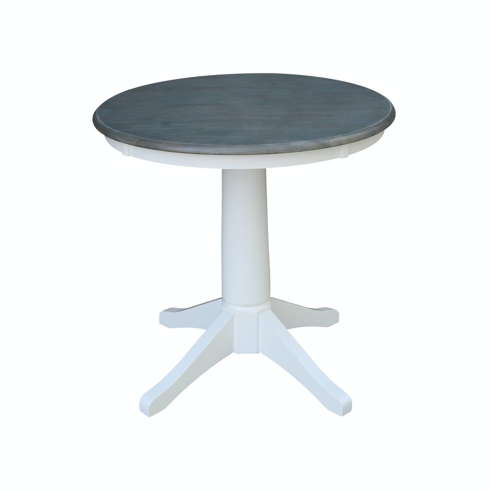 30'' Round Table Top w/ 30"H Transitional Pedestal in Heather Gray & White - T08-27B
