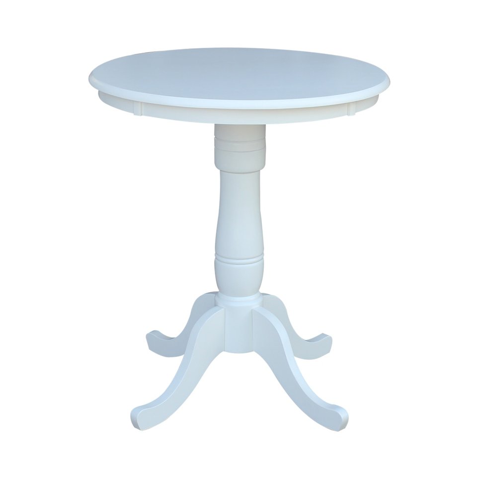 30'' Round Table Top w/ 36"H Traditional Pedestal w/ Extension in Pure White - T08-30P