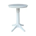30'' Round Table Top w/ 36" Transitional Pedestal w/ Extension in Pure White - T08-30RT