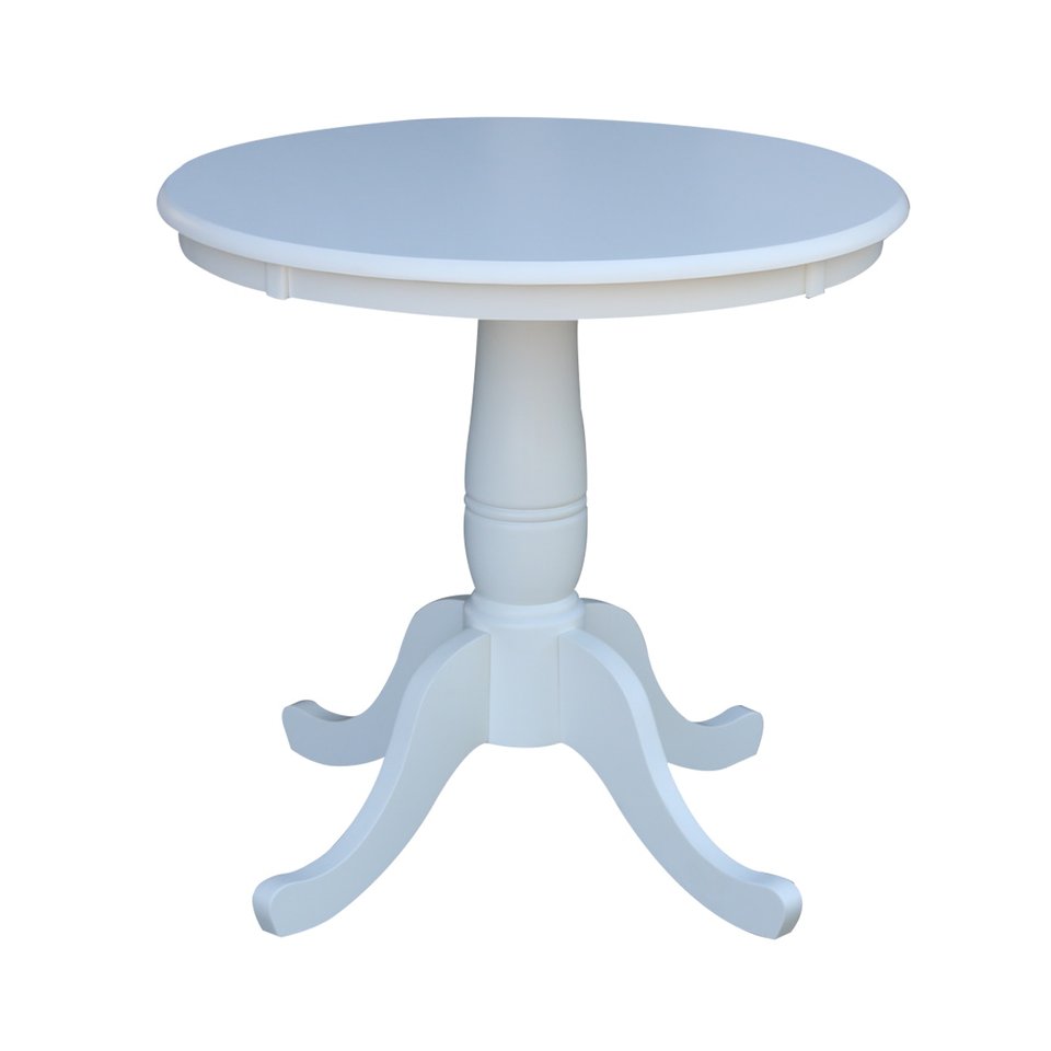 Dining Essentials - 30'' Round Table Top w/30"H Traditional Pedestal in Pure White