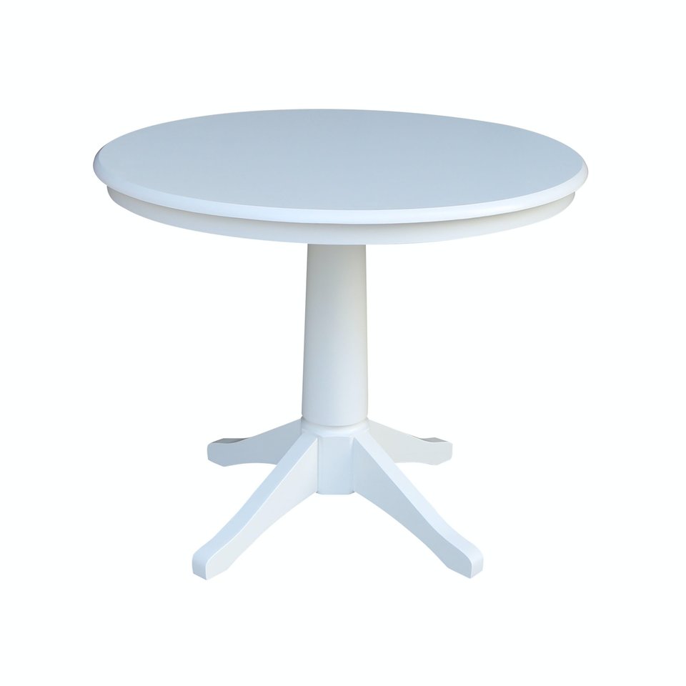 Dining Essentials - 36'' Round Pedestal Table w/ 30"H Transitional Pedestal in Pure White