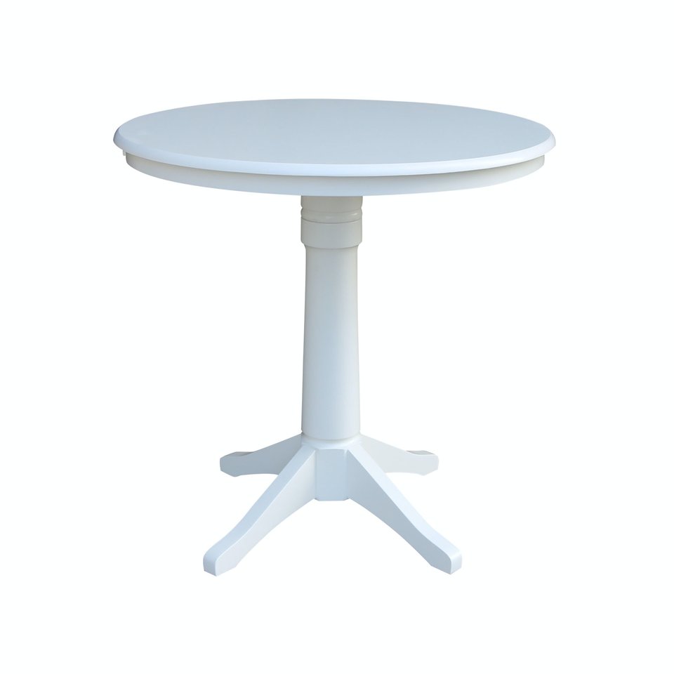 Dining Essentials - 36'' Round Table Top w/ 36"H Transitional Pedestal w/ Extension in Pure White