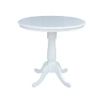 Dining Essentials - 36'' Round Table Top w/36"H Traditional Pedestal w/ Extension in Pure White