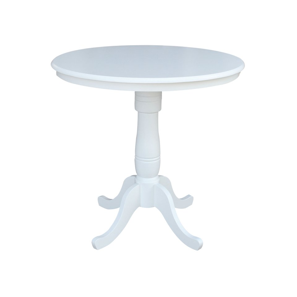 Dining Essentials - 36'' Round Table Top w/36"H Traditional Pedestal w/ Extension in Pure White