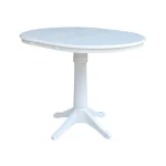 Dining Essentials - 36" Extension Table Top w/ 36"H Transitional Pedestal w/Extension in Pure White - T08-36RXT
