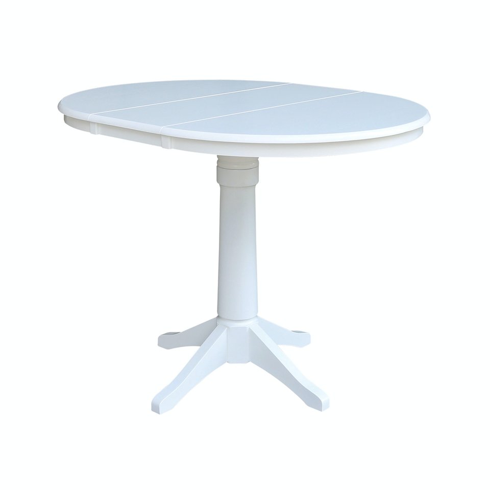 Dining Essentials - 36" Extension Table Top w/ 36"H Transitional Pedestal w/Extension in Pure White - T08-36RXT