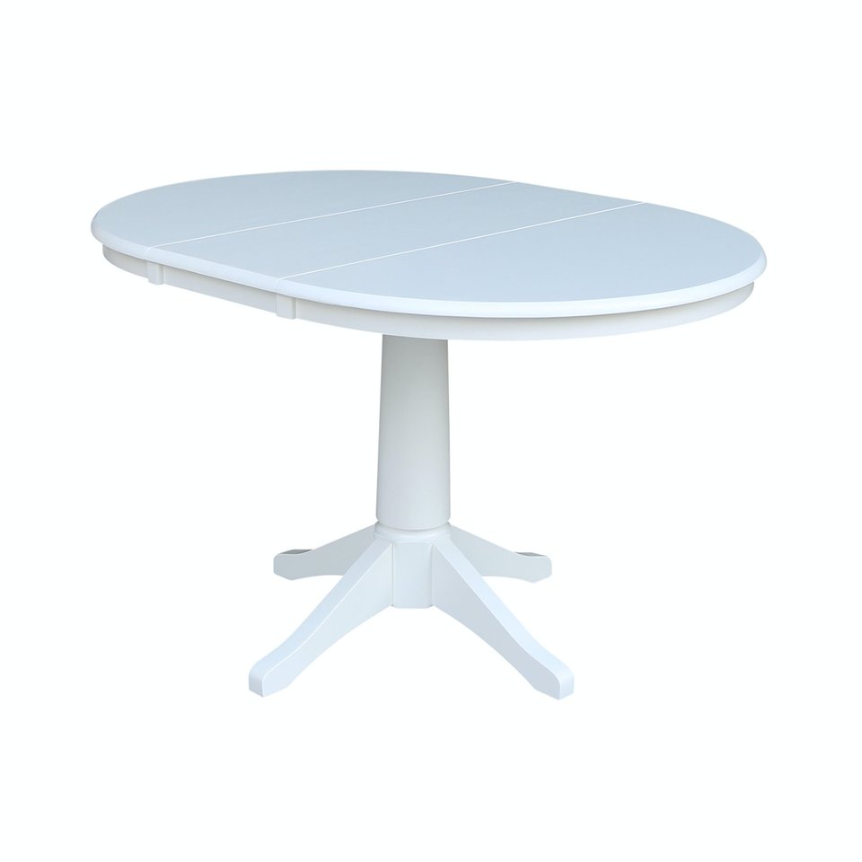 Dining Essentials - 36" Extension Table Top w/ 30"H Transitional Pedestal in Pure White