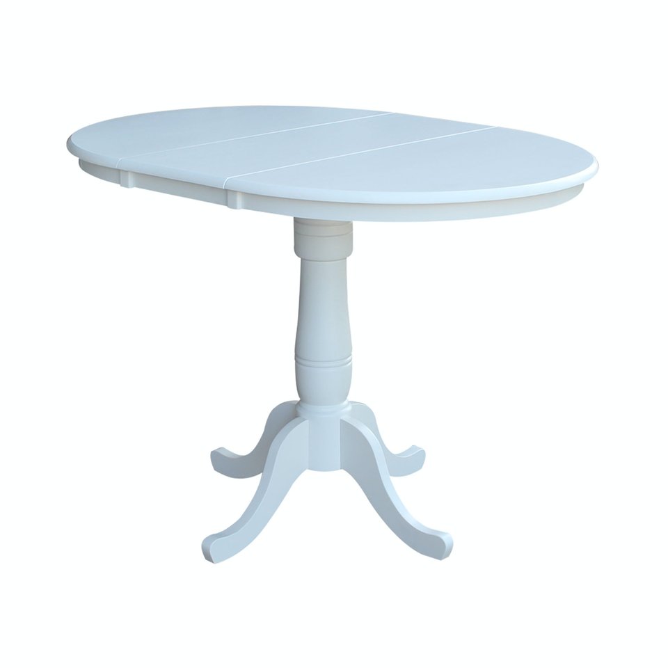 Dining Essentials - 36" Extension Table Top w/36"H Traditional Pedestal w/Extension in Pure White