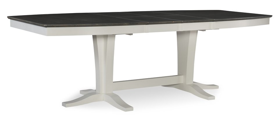 Milano Double Pedestal Extension Table in Heather Gray & White - T08-4096XXB