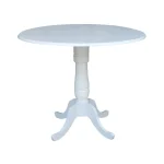 Dining Essentials - 42" Drop Leaf Pedestal Table Top w/36"H Traditional Pedestal w/Extension in Pure White - T08-42DPT
