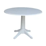 Dining Essentials - 42" Drop Leaf Pedestal Table Top w/30"H Traditional in Pure White