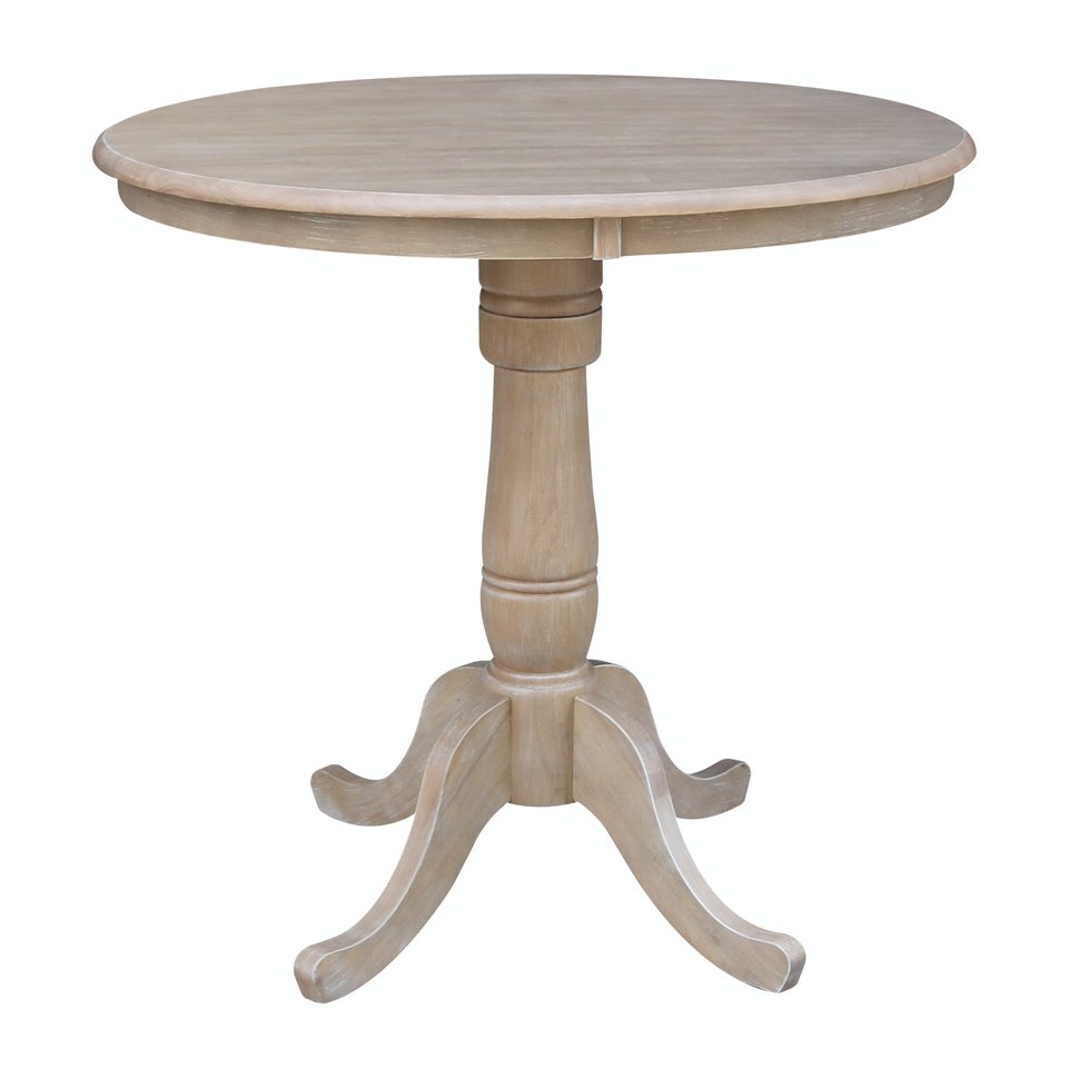 Dining Essentials - 36'' Round Table Top w/36"H Traditional Pedestal w/ Extension in Taupe Gray