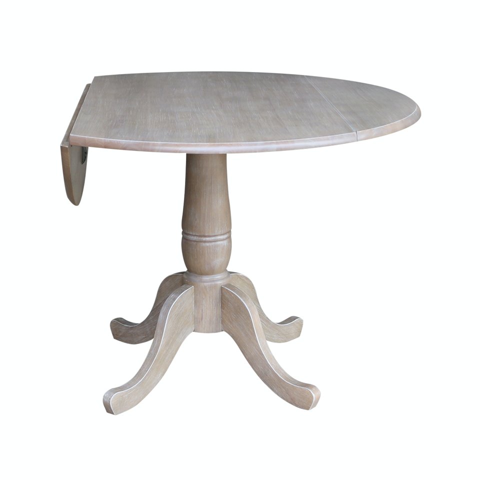 T0942DP-105706264 Dining Essentials - Round Drop Leaf Pedestal Table in Taupe Gray - Image 1