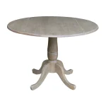Dining Essentials - 42" Drop Leaf Table Top w/ 30" H Traditional Pedestal in Taupe Gray