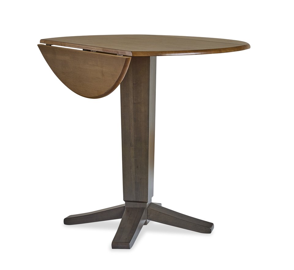 Dining Essentials - 42"Round Drop Leaf Top w/36"H Aria Pedestal in Hickory / Coal - T145-23B-36