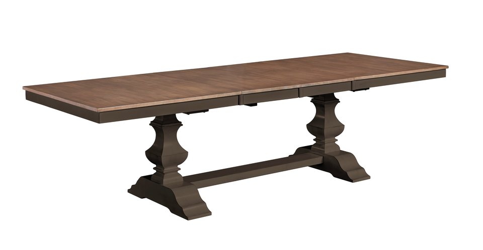 Vista Collection Extension Table Top and Banks Trestle Base in Hickory and Coal - T145-42110XXB
