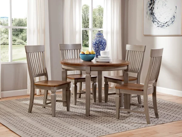 Vista Collection Solid Round Top Table in Hickory & Stone - Image 3