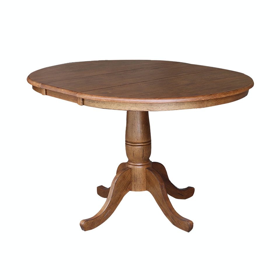 Dining Essentials - 36" Extension Table Top w/ 36"H Traditional Pedestal w/ Extension in Bourbon Oak - T42-36RXT