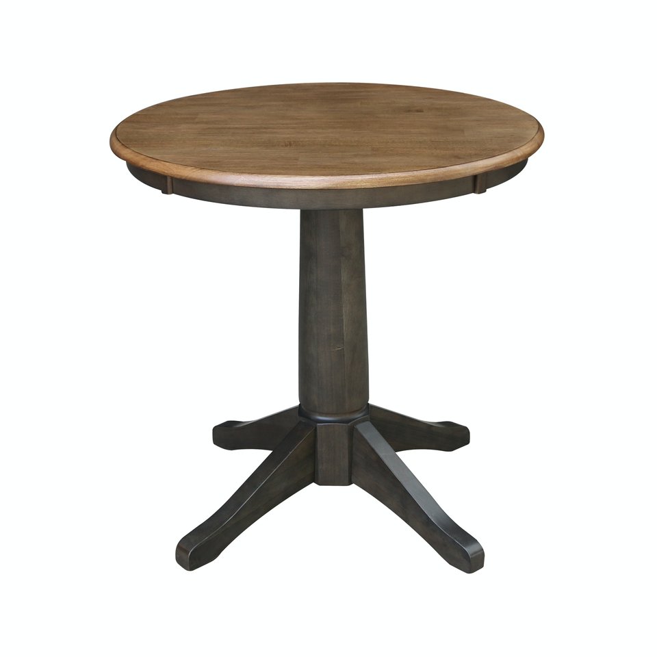 Dining Essentials - 30'' Round Table Top w/ 30" H Transitional Pedestal in Hickory/Coal