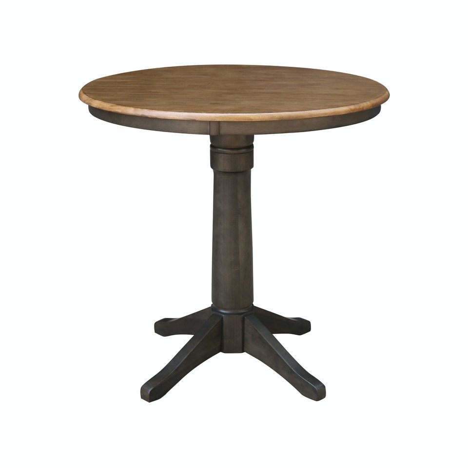 Dining Essentials - 36'' Round Table Top w/36"H Transitional Pedestal w/ Extension in Hickory / Coal
