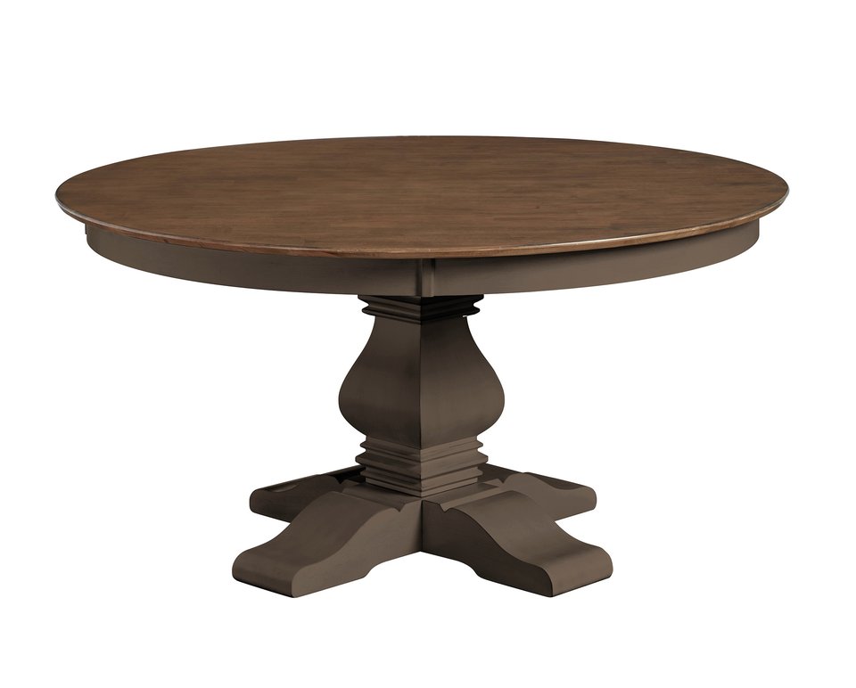 Vista Collection 60'' Solid Round Table Top with Banks Pedestal Base in Hickory and Coal - T45-60RT