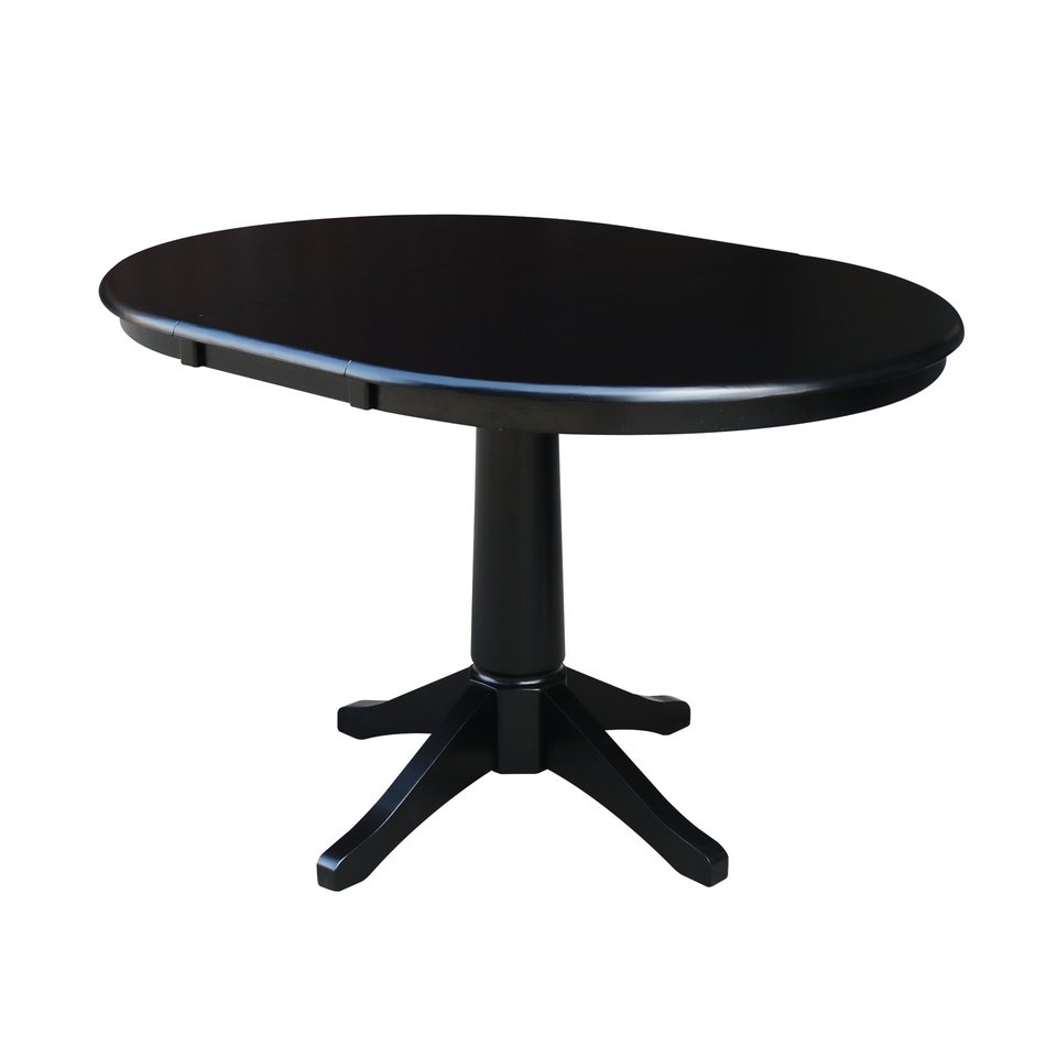 Dining Essentials - 36" Extension Table Top w/ 30"H Transitional Pedestal in Black