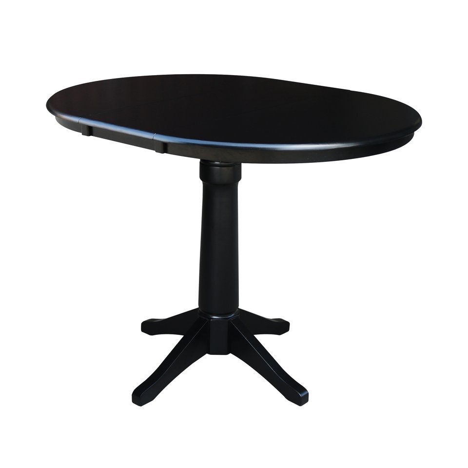 Dining Essentials - 36" Extension Table Top w/36"H Transitional Pedestal w/ Extension in Black