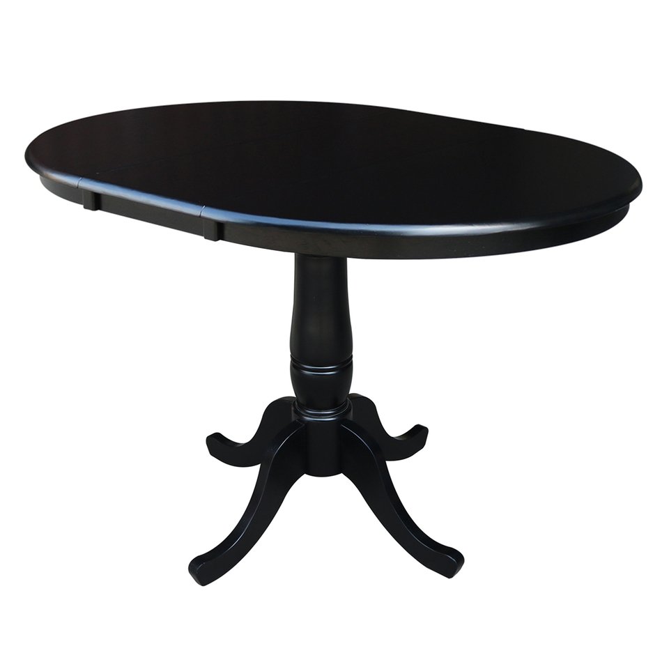 Dining Essentials - 36" Extension Table Top w/30"H Traditional Pedestal in Black