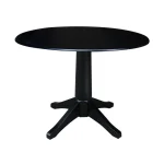 Dining essentials - 42" Drop Leaf Table Top w/30"H Transitional Pedestal in Black