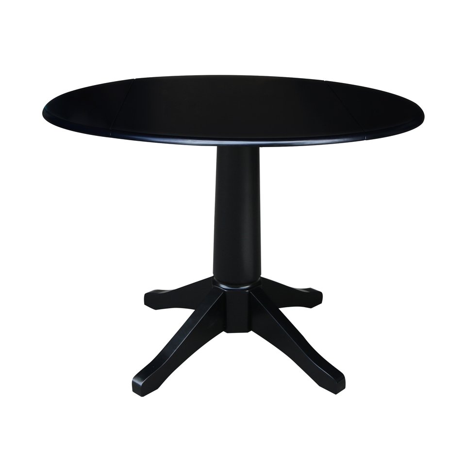 Dining essentials - 42" Drop Leaf Table Top w/30"H Transitional Pedestal in Black