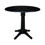 Dinning Essentials - 42" Drop Leaf Table Top w/36"H Transitional Pedestal w/Extension in Black