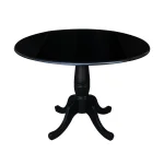 Dining Essentials - 42" Drop Leaf Table Top w/30"H Traditional Pedestal in Black
