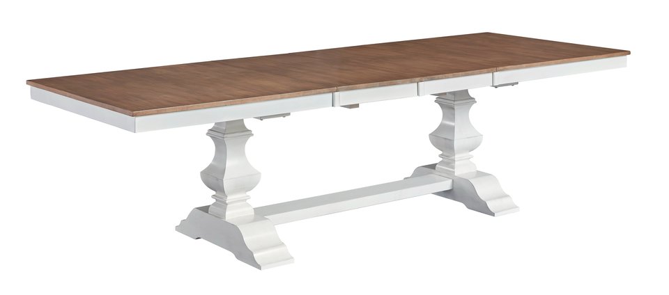 Vista Collection Extension Table Top and Banks Trestle Base in Hickory and Shell - T52-42110XXB