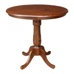 Dining Essentials - 36'' Round Table Top w/36"H Traditional Pedestal w/Extension in Espresso