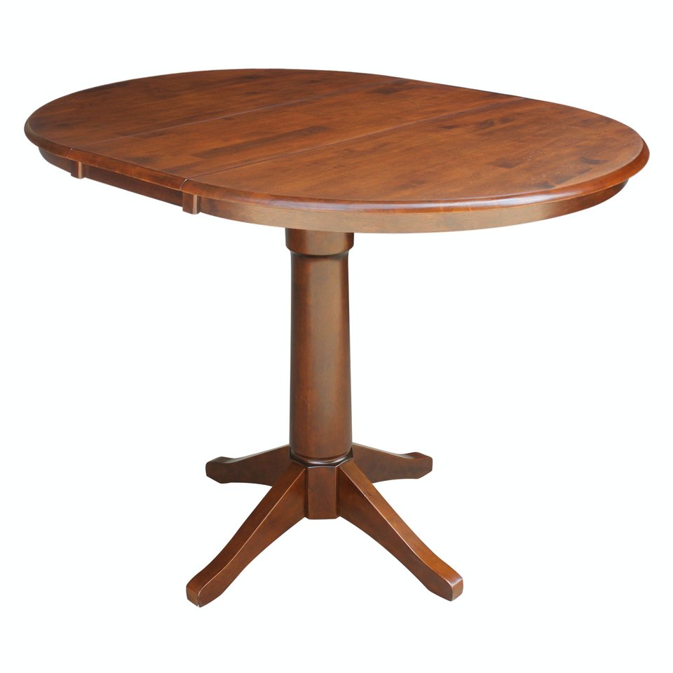 Dining Essentials - 36" Extension Table Top w/36"H Transitional Pedestal w/Extension in Espresso