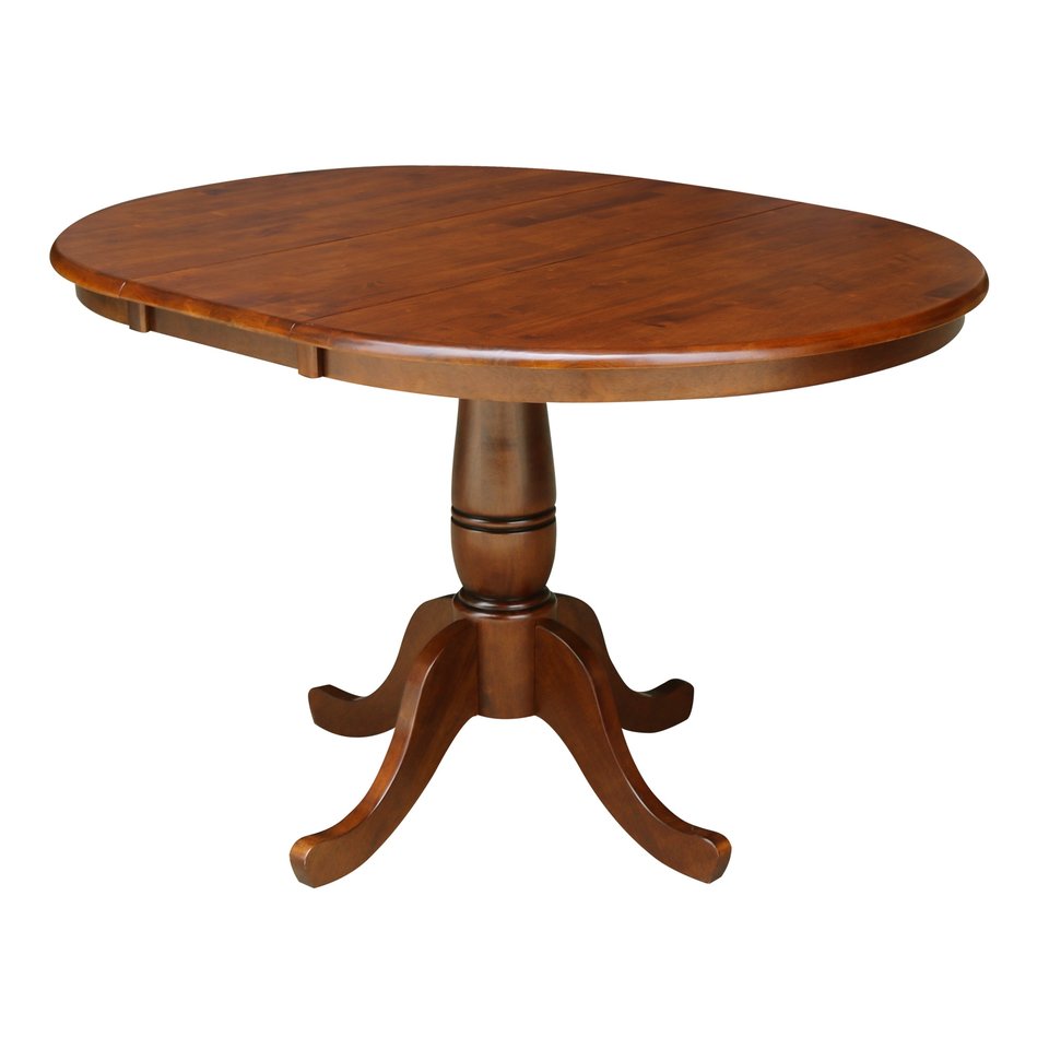 Dining Essentials - 36" Extension Table Top w/30"H Traditional Pedestal in Espresso