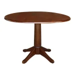Dining Essentials - 42" Drop Leaf Table Top w/30"H Transitional Pedestal in Espresso