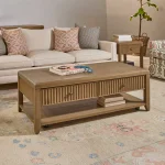 Reed Rectangular Coffee Table with Casters - Image 3