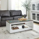 Melody White Rectangular Coffee Table with Casters - Image 3