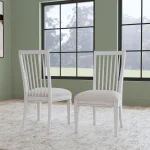 Melody White Fabric Pair of Upholstered Dining Chairs - Image 3