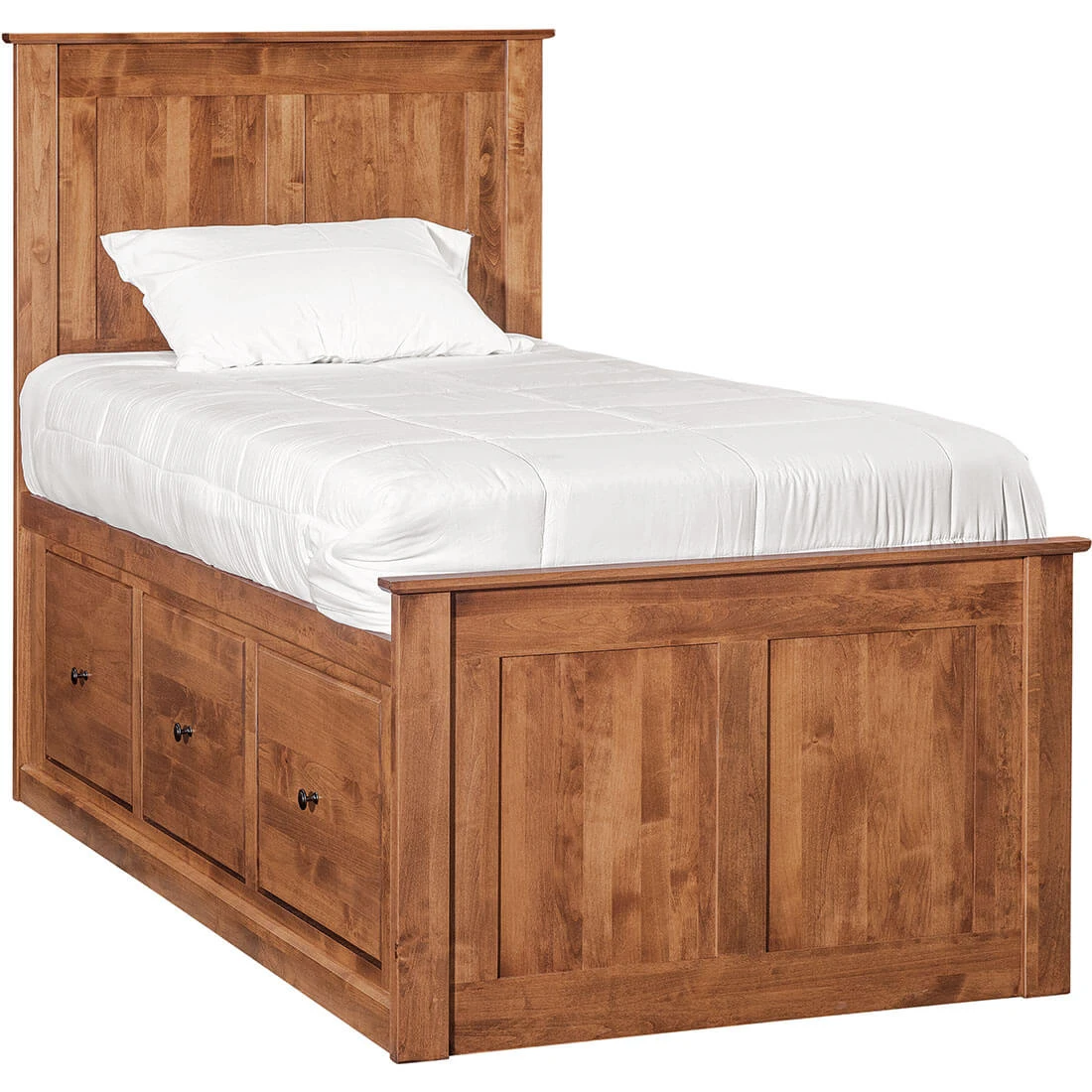 Shaker Chest Bed Shaker Twin Chest Bed - Tall 6 Drawer / 3 Drawer Pedestal & Raised Panel HB / FB - 60112