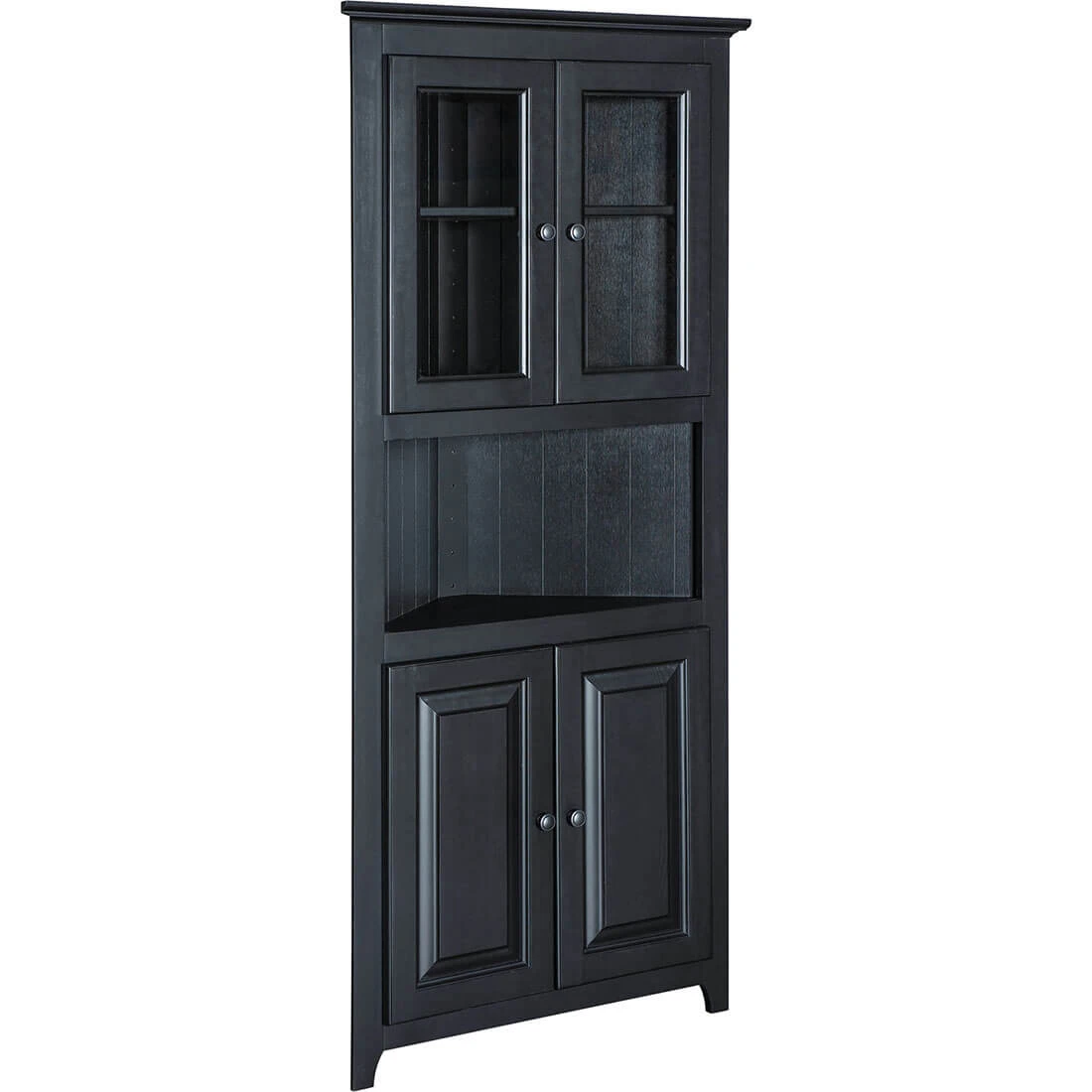 72" Pine Corner - Glass/Wood Doors - 73275