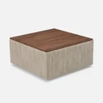 Harlo Large Square Ottoman with Wood Table & Storage