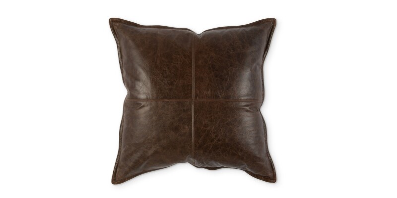 8301V180021K-101360776 Dumont Leather Cocoa Square Pillow Cover + Insert - Image 1